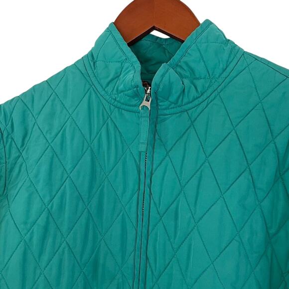 Lands' End Teal Blue/Green Lightweight Quilted Zippered Jacket, Pockets, Size LP - Picture 2 of 15